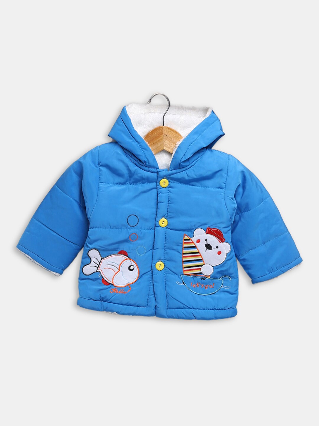

Hopscotch Boys Blue Puffer Jacket with Patchwork
