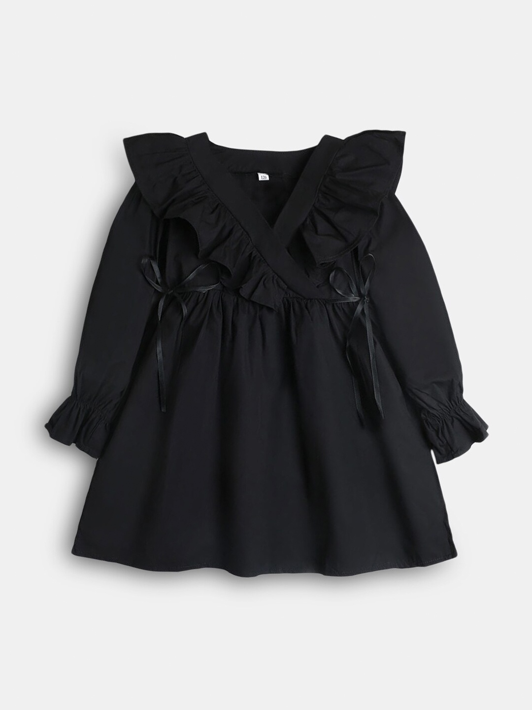 

Hopscotch Girls Black Solid Ruffle Dress