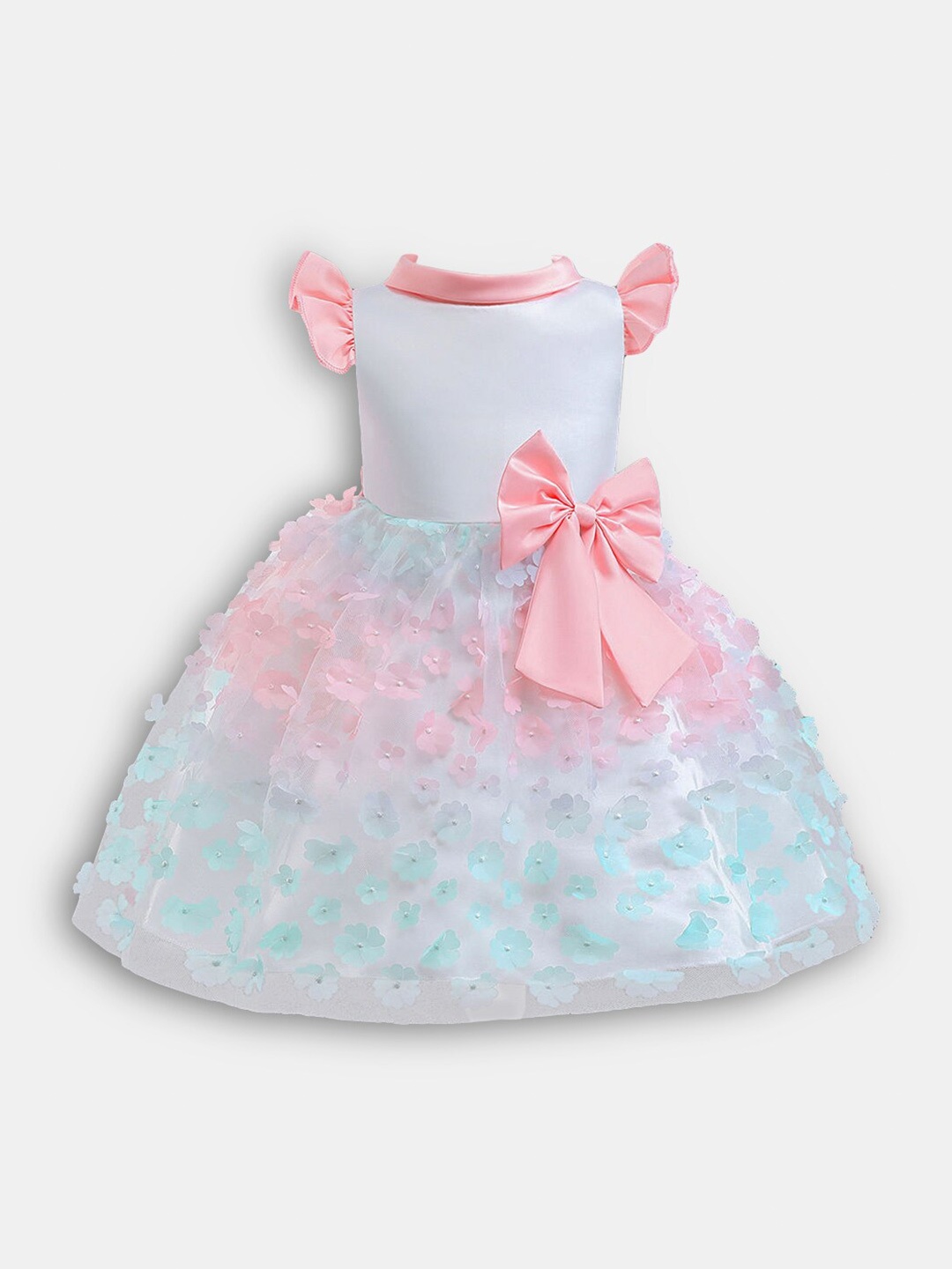 

Hopscotch Girls Multicolored Applique Bow Dress, Multi