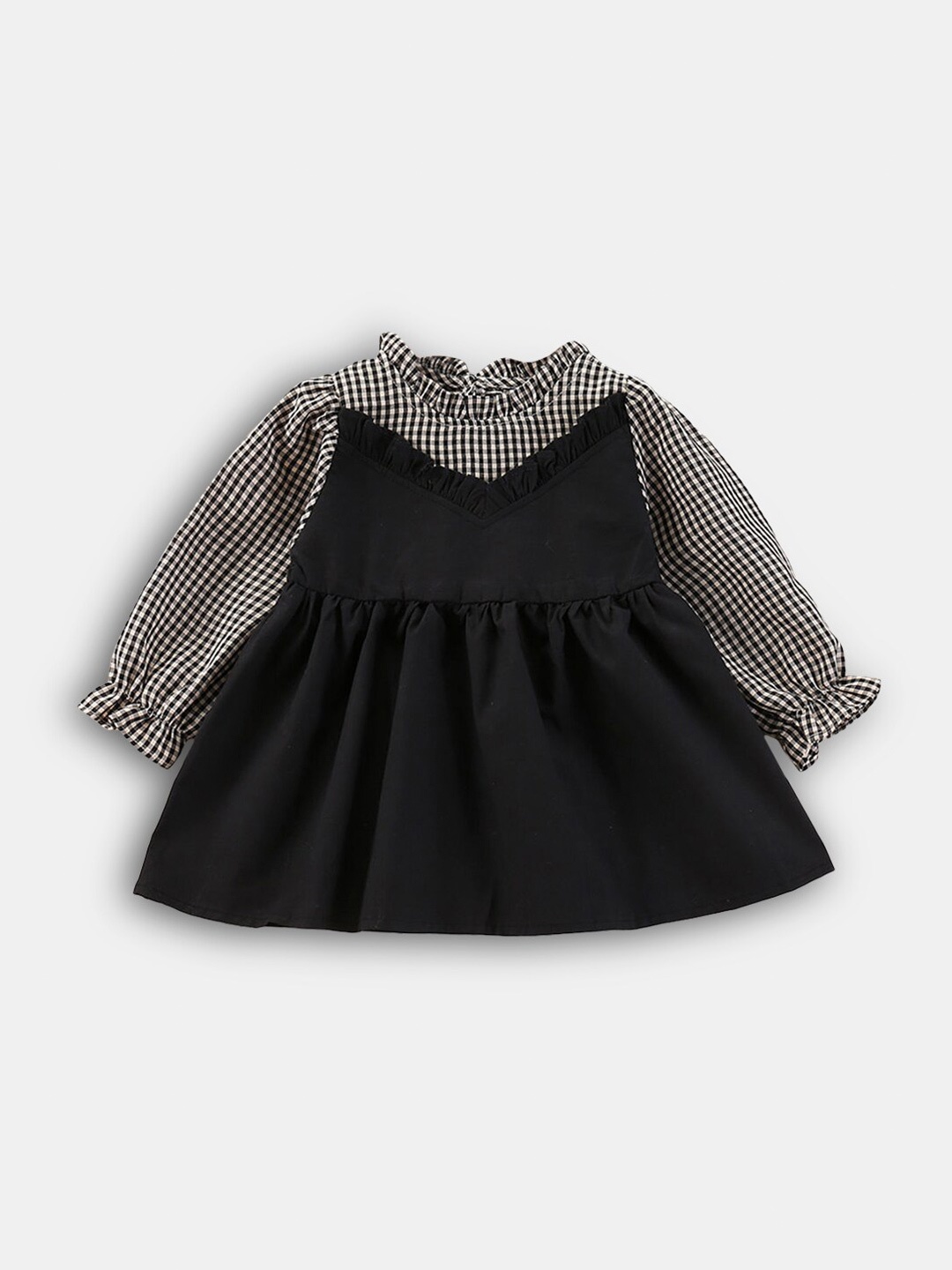 

Hopscotch Black Checked A-Line Dress