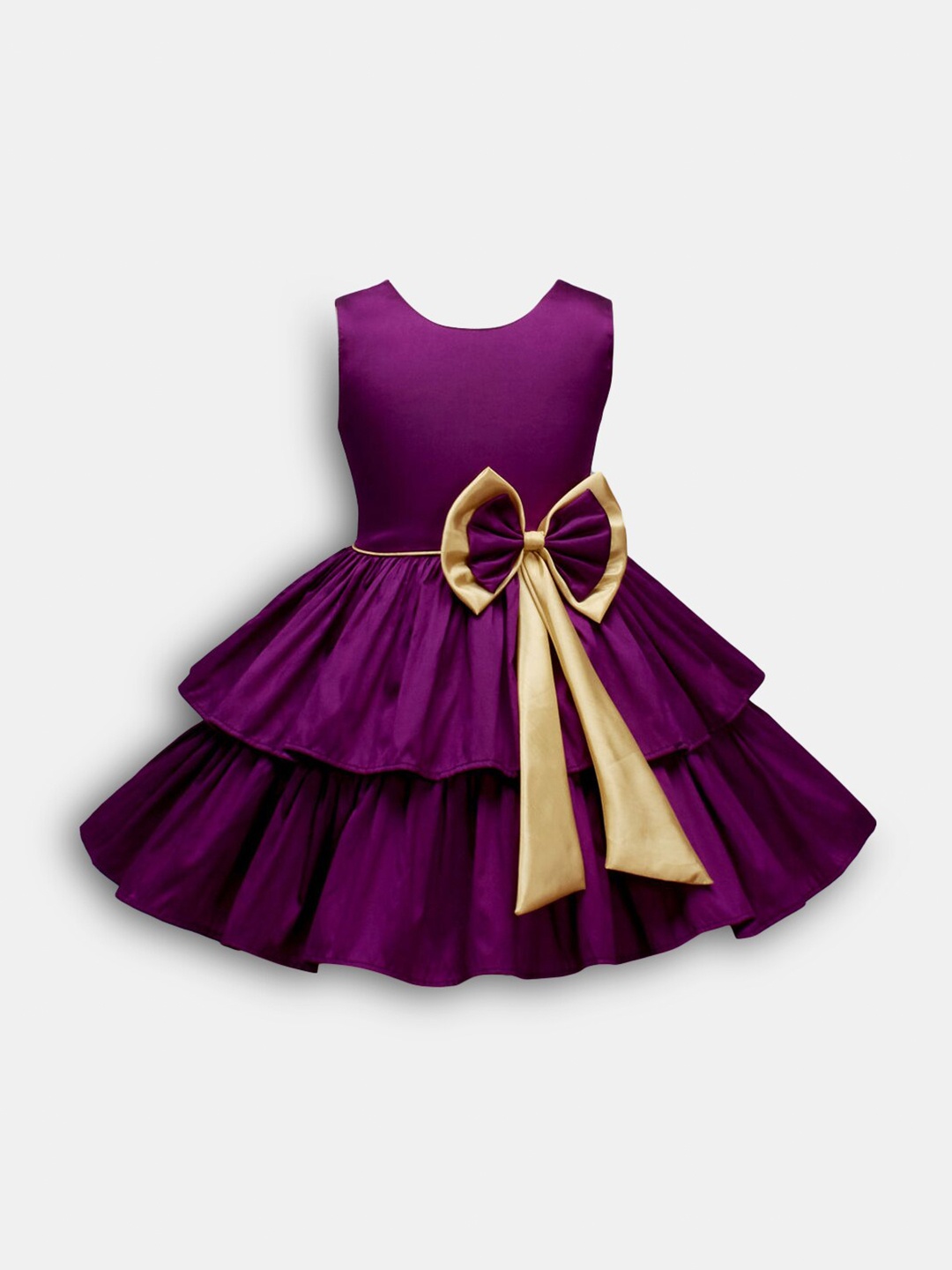 

Hopscotch Girls Purple Sleeveless Solid Party Dress