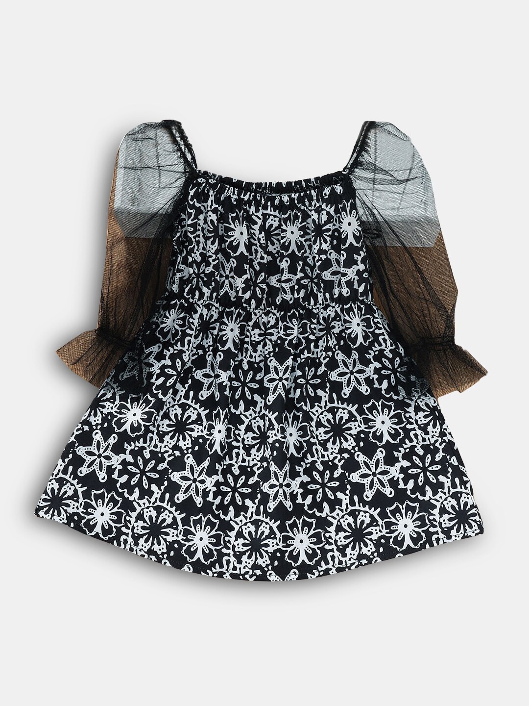 

Hopscotch Black Floral A-Line Dress