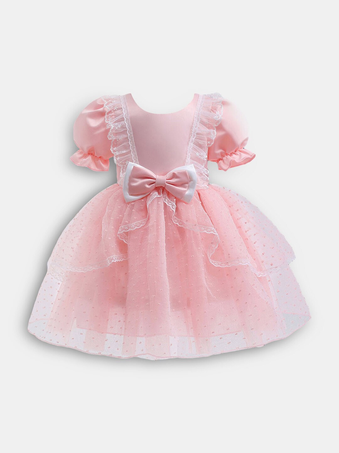 

Hopscotch Girls Pink Solid Cotton Party Gown