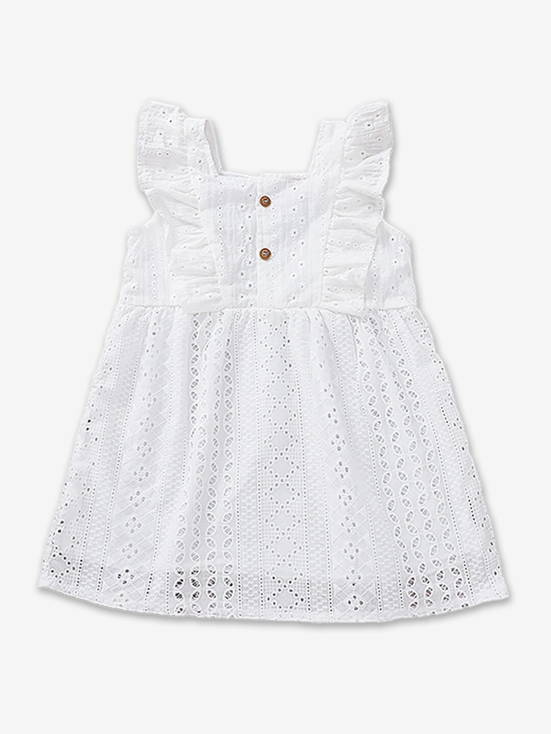 

Hopscotch Girls White Embellished Pure Cotton A-Line Dress