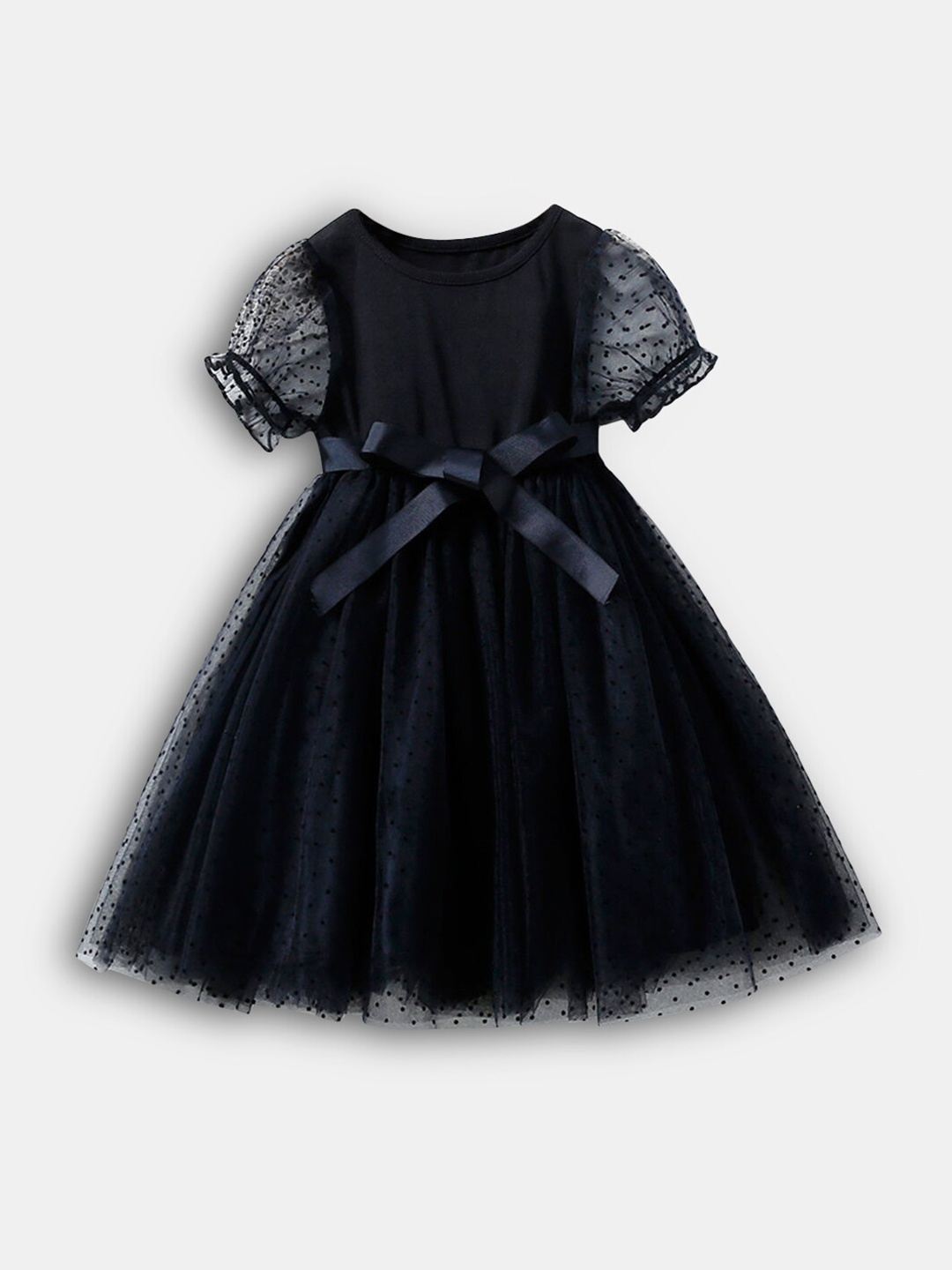 

Hopscotch Black Net Fit & Flare Dress