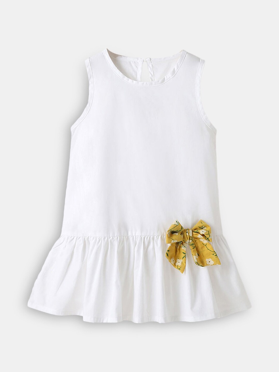 

Hopscotch White Drop-Waist Casual Dress