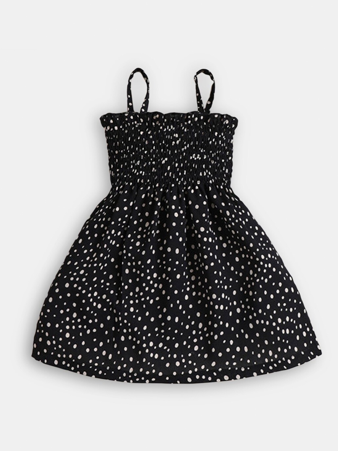 

Hopscotch Girls Black Polka Dot Printed Sleeveless Dress