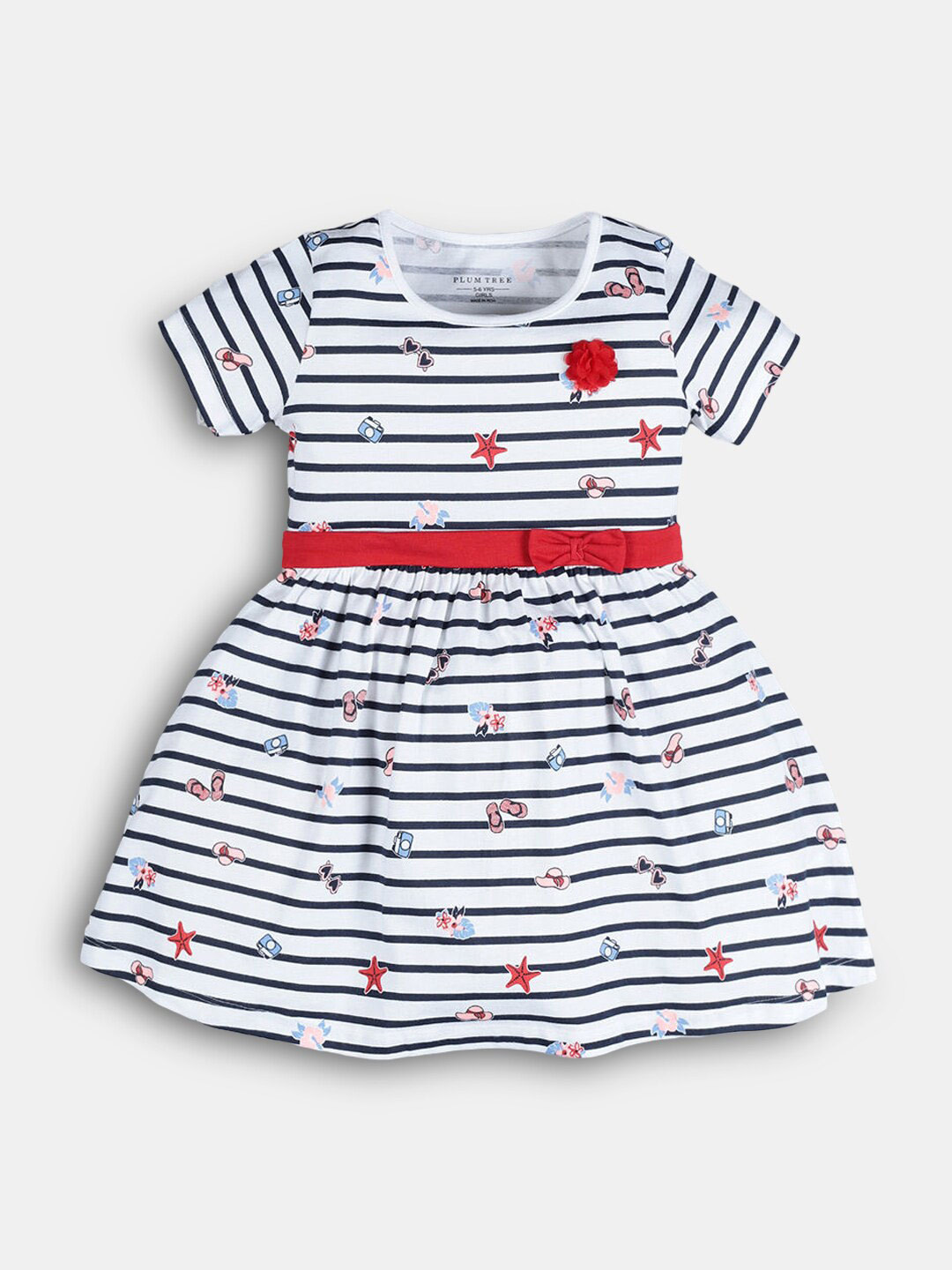 

Hopscotch White Striped Dress
