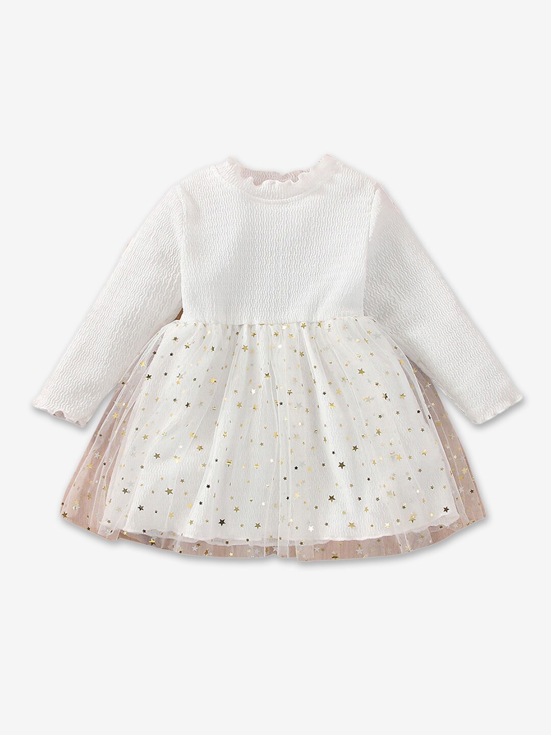 

Hopscotch White Print Full-Sleeve Casual Dress