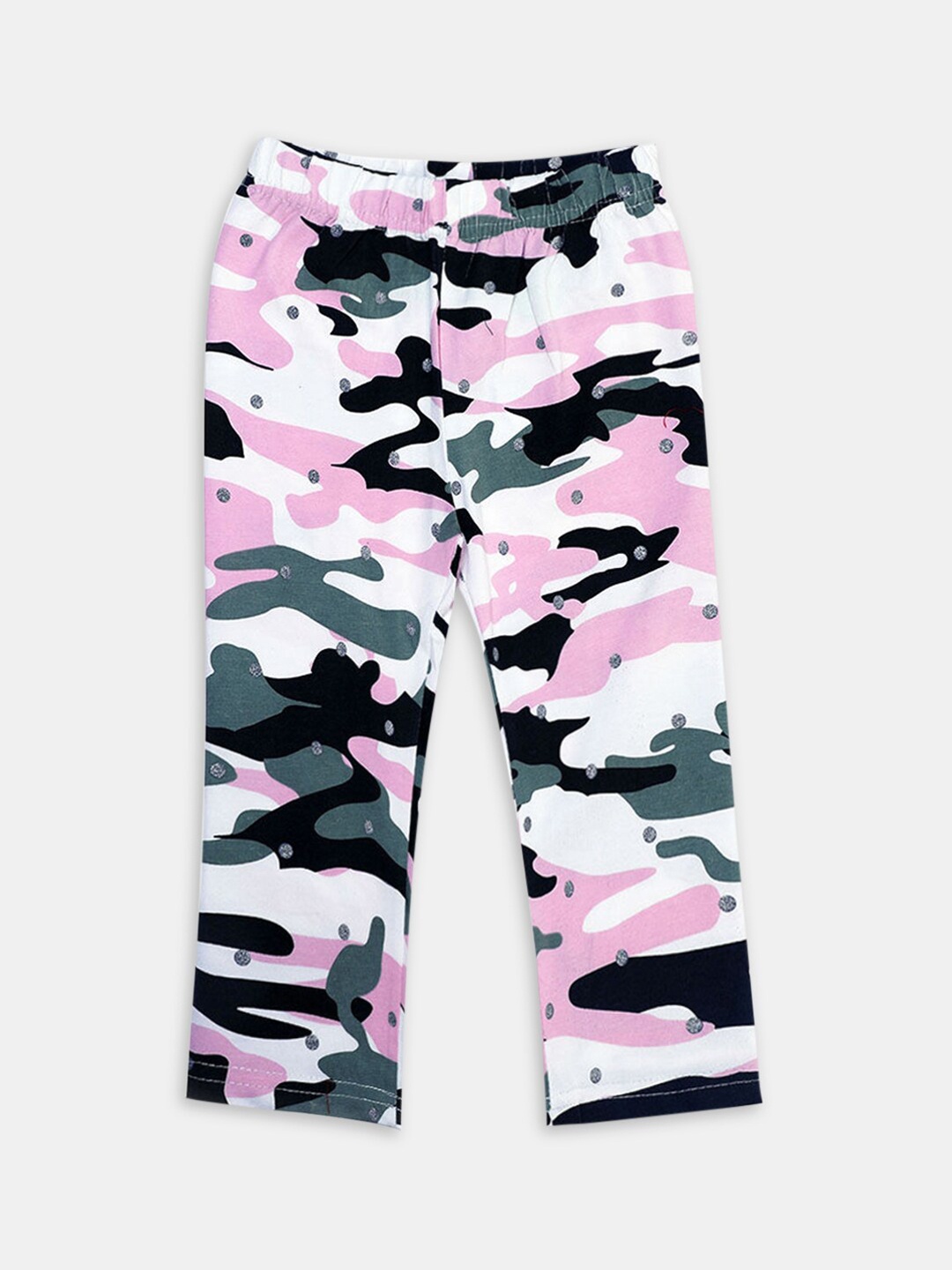 

Hopscotch Girls White Camouflage Printed Cotton Ankle-Length Leggings