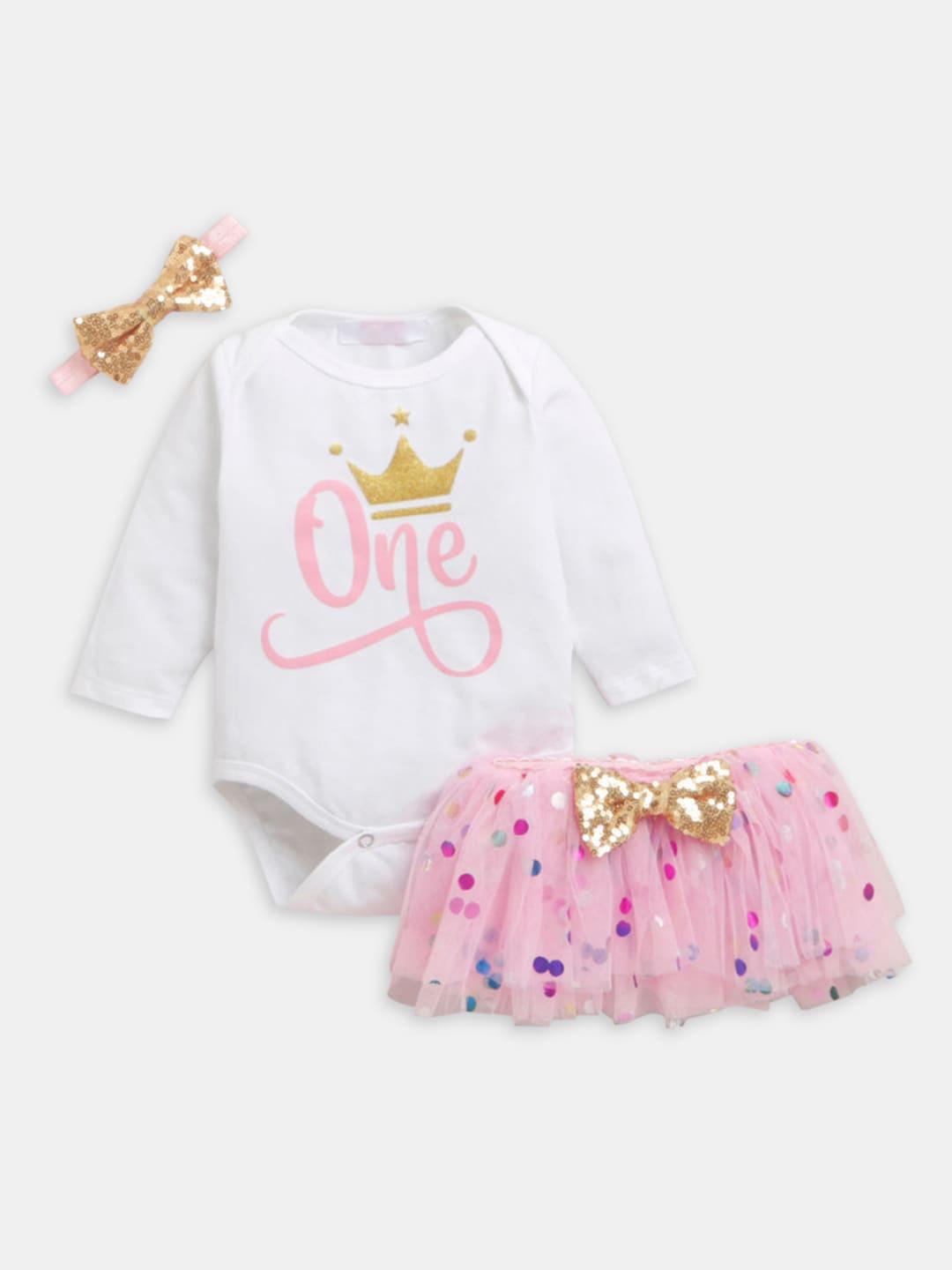 

Hopscotch Girls White & Pink Printed T-shirt with Skirt Set