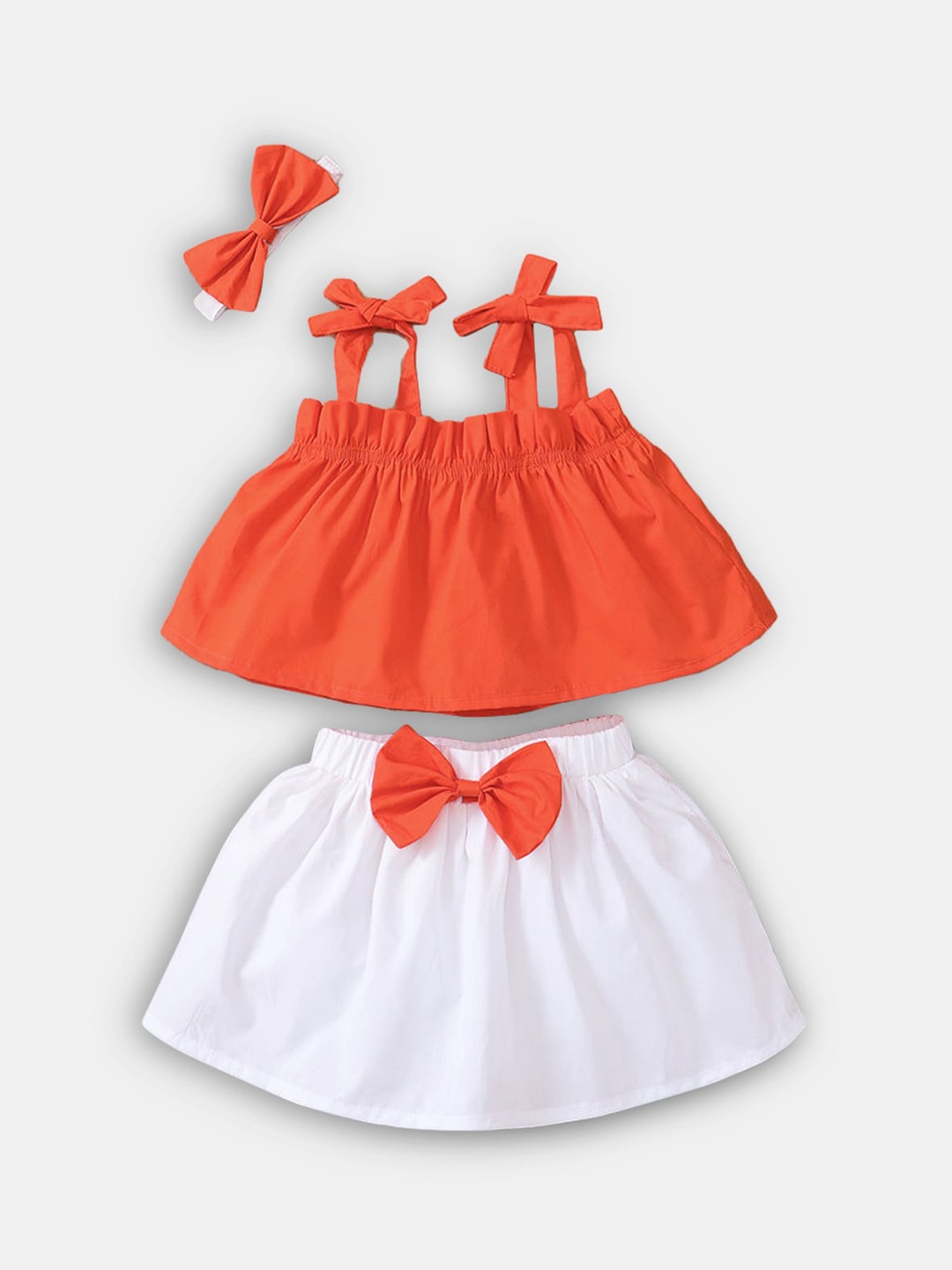 

Hopscotch Girls Orange & White Top with Skirt