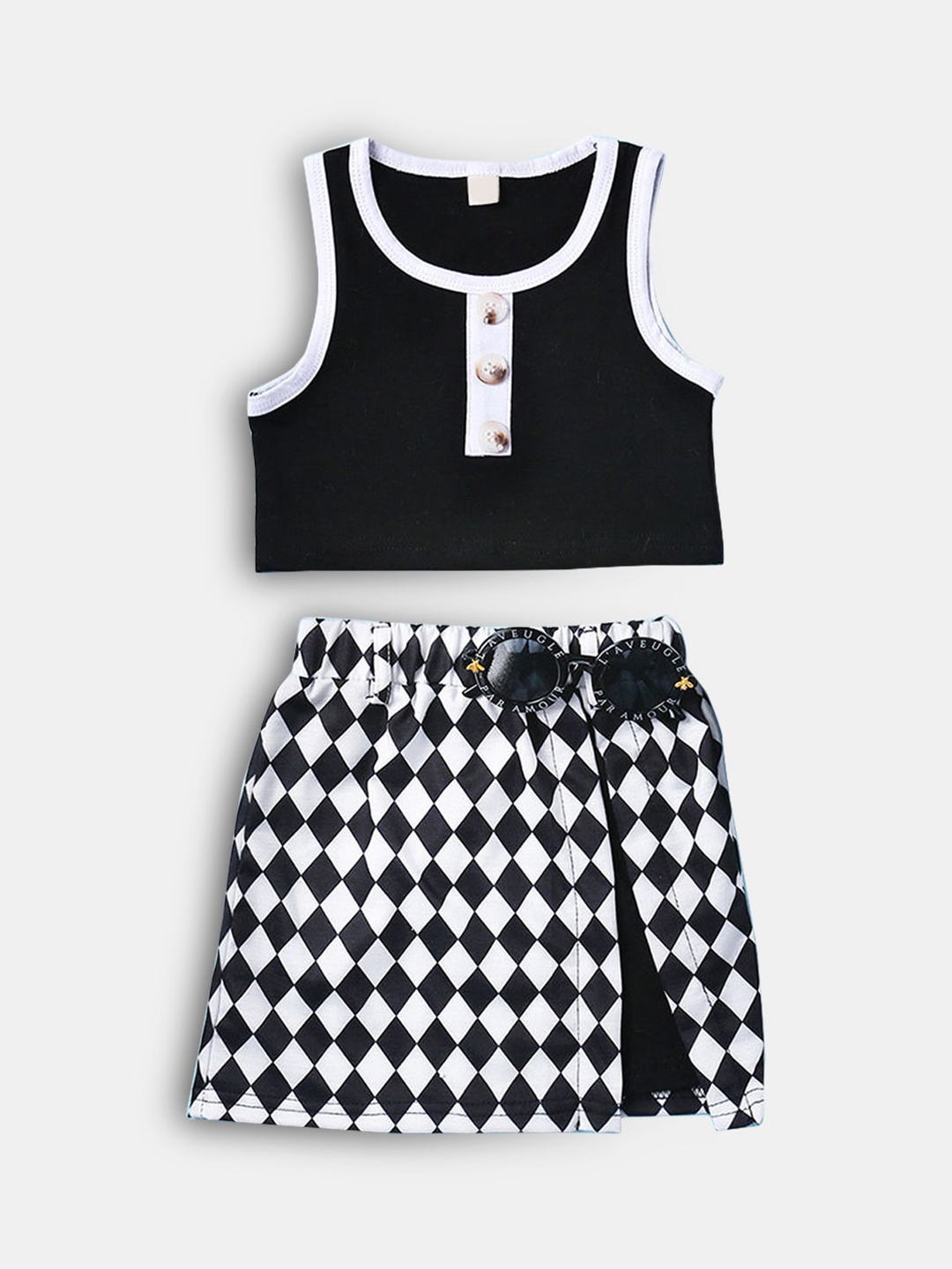 

Hopscotch Girls Black & White Top with Skirt