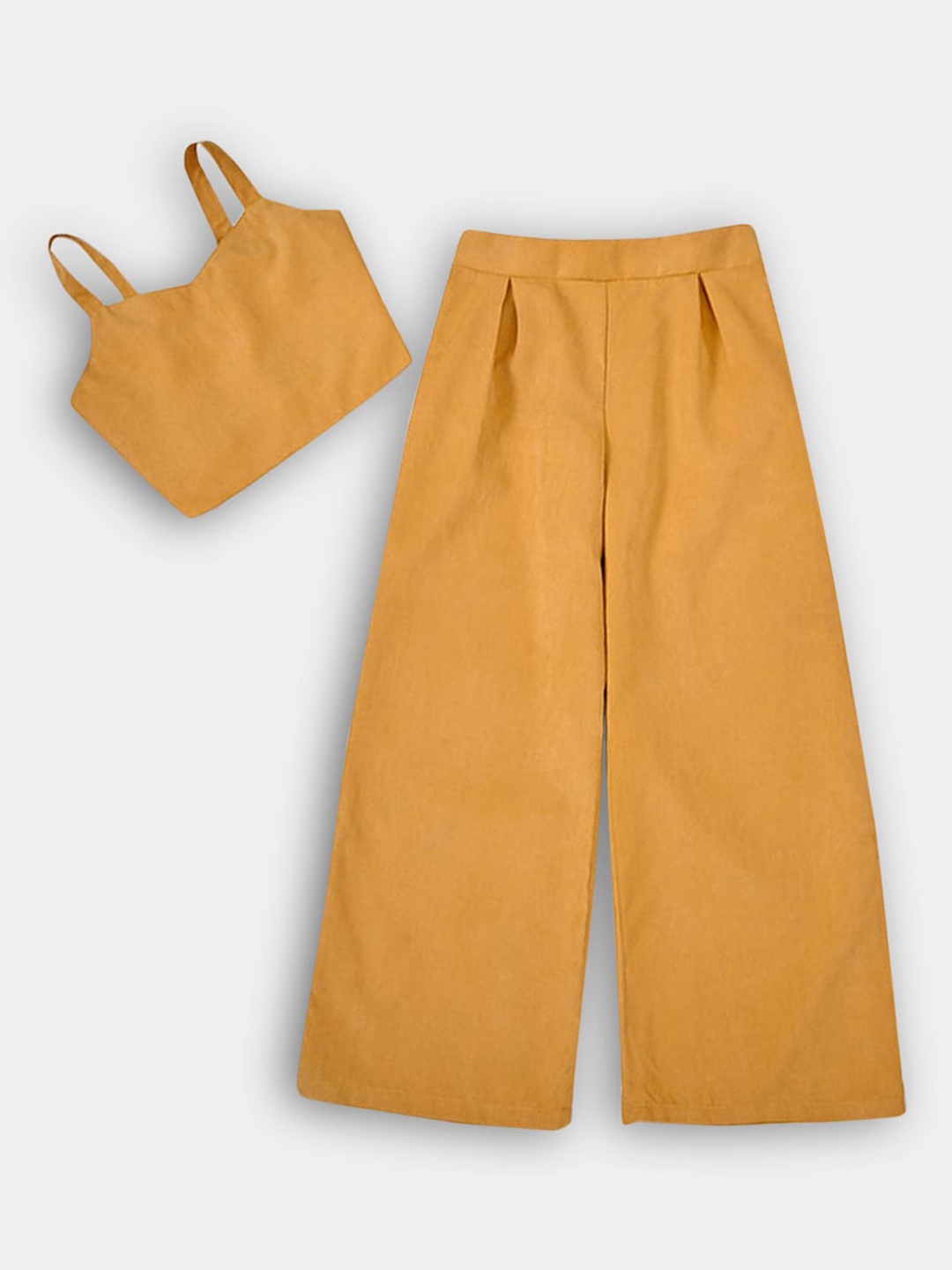 

Hopscotch Girls Mustard Solid Top with Palazzo