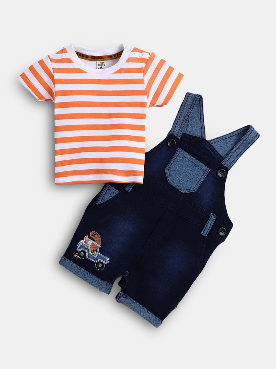 

Hopscotch Boys Orange & Blue Striped T-shirt with Shorts