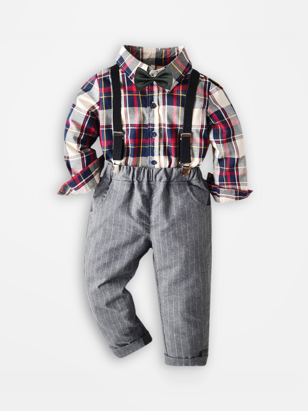 

Hopscotch Boys White & Red Checked Shirt with Trousers
