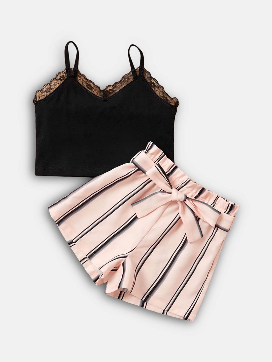 

Hopscotch Girls Black & Peach-Coloured Top with Shorts