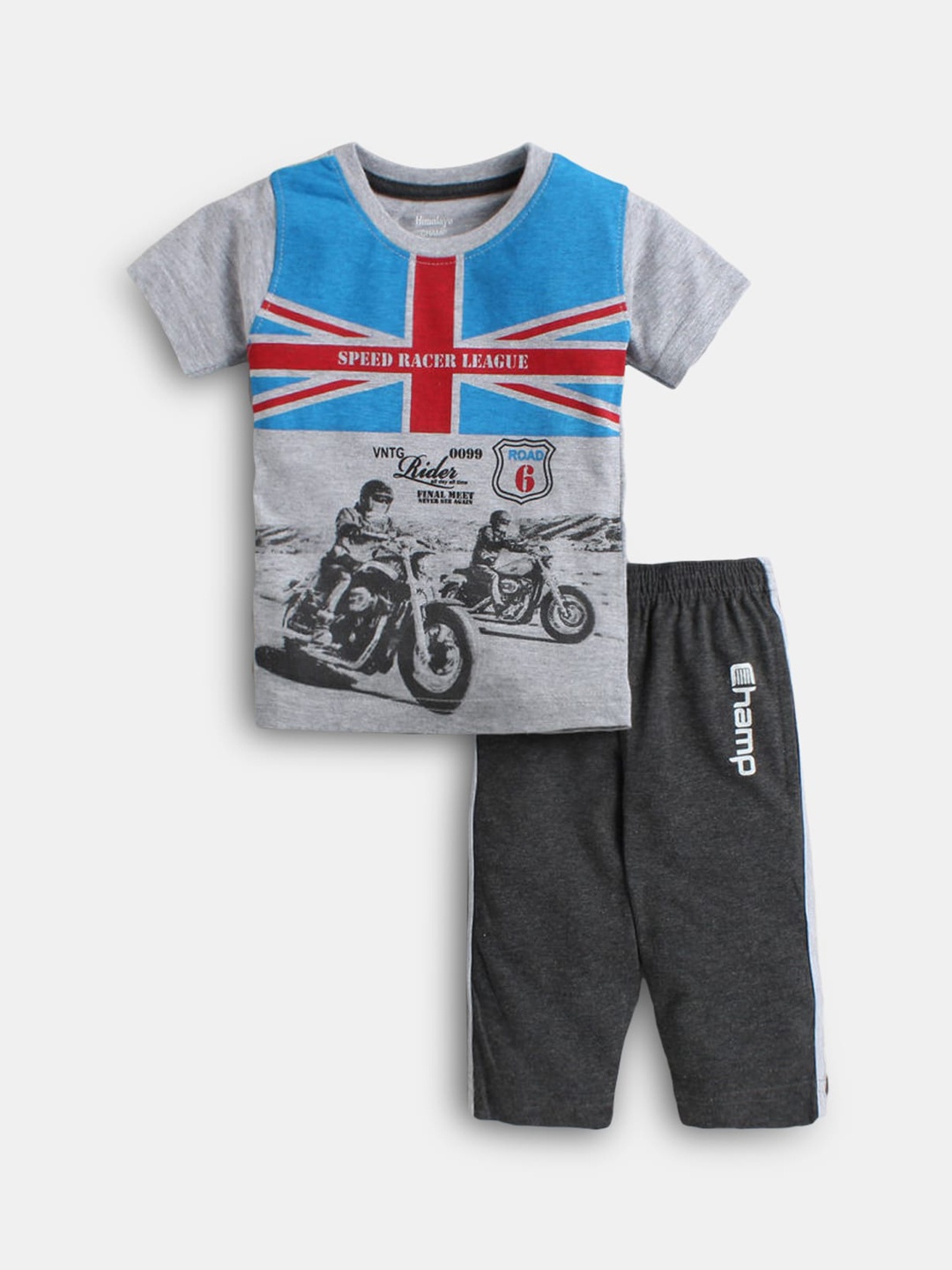 

Hopscotch Boys Grey & Blue Printed T-shirt with Trousers