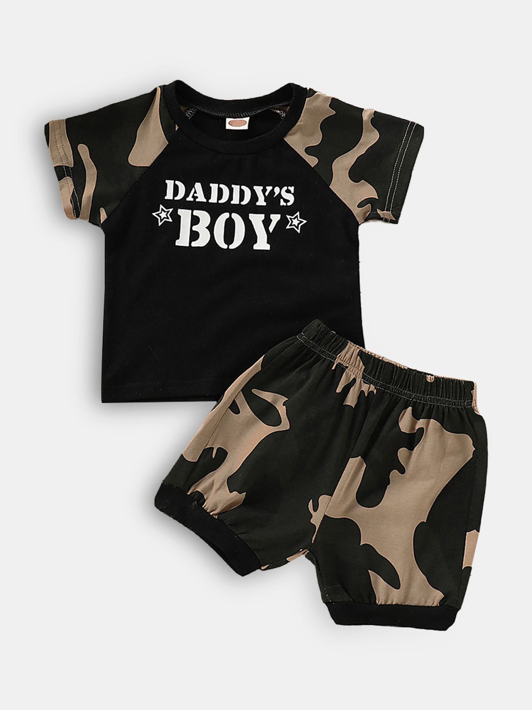 

Hopscotch Boys Black & White Printed T-shirt with Shorts