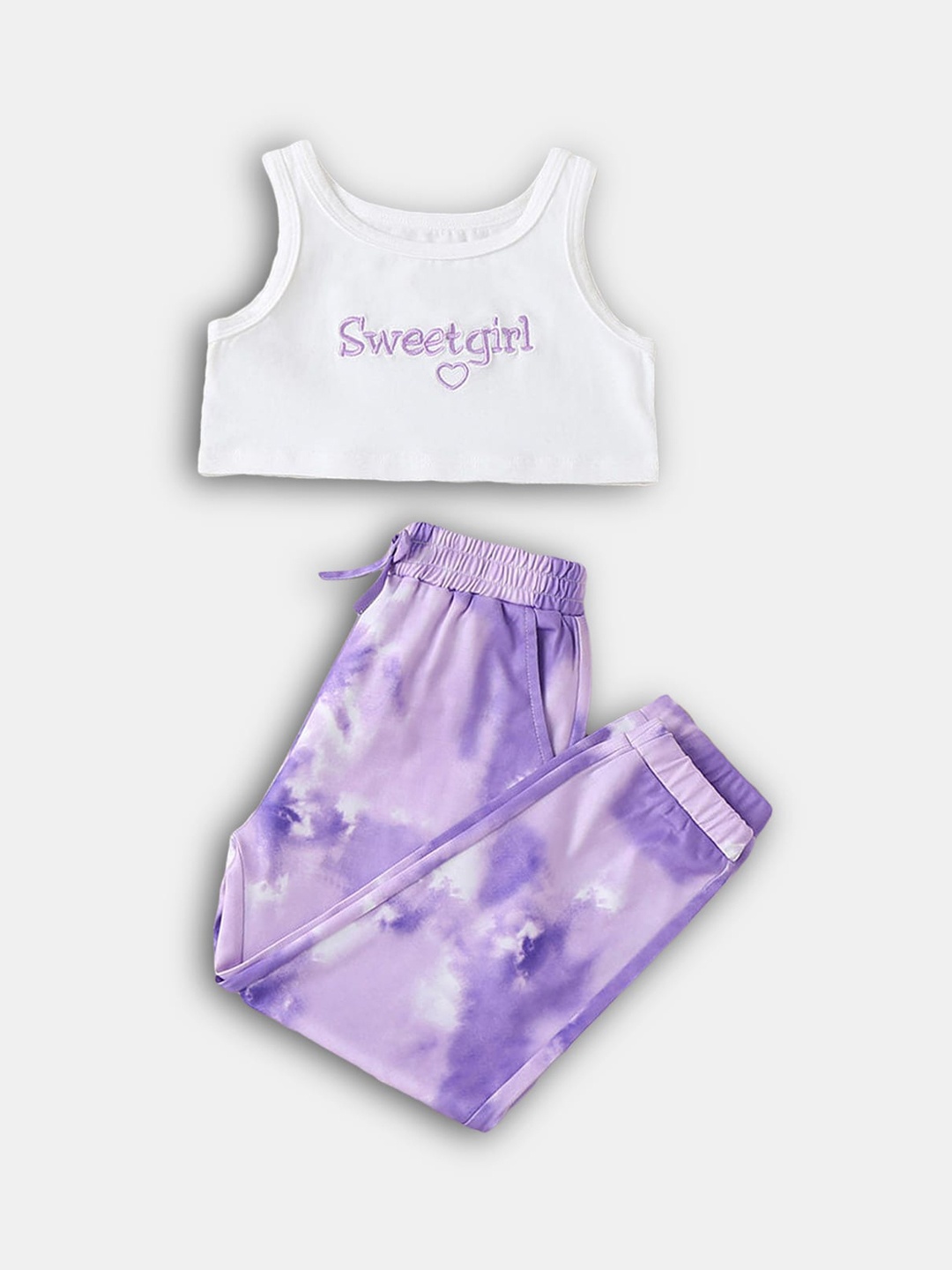 

Hopscotch Girls Purple & Purple Printed Top with Trousers