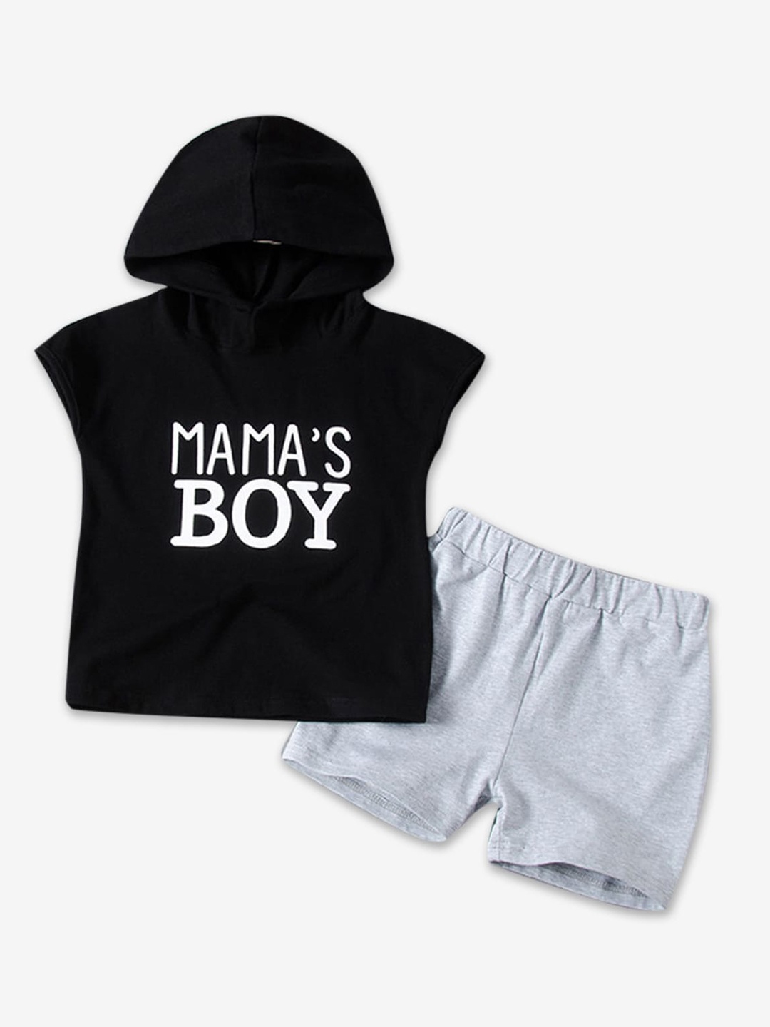 

Hopscotch Boys Black Text Print T-shirt And Shorts Set