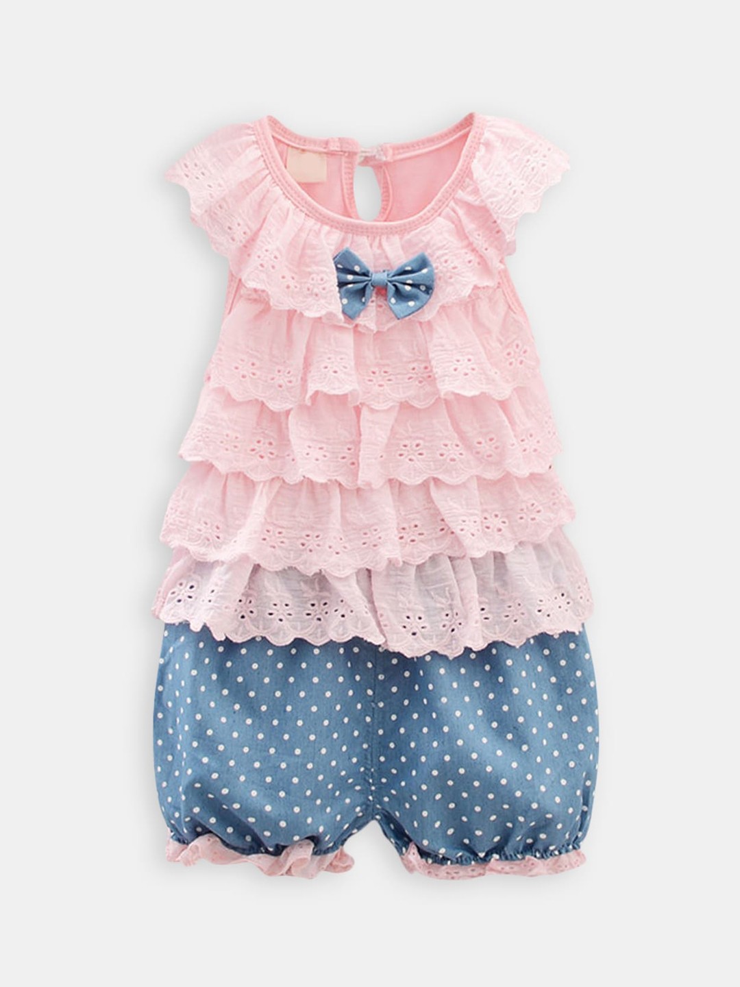 

Hopscotch Girls Pink & Blue Printed Top with Shorts