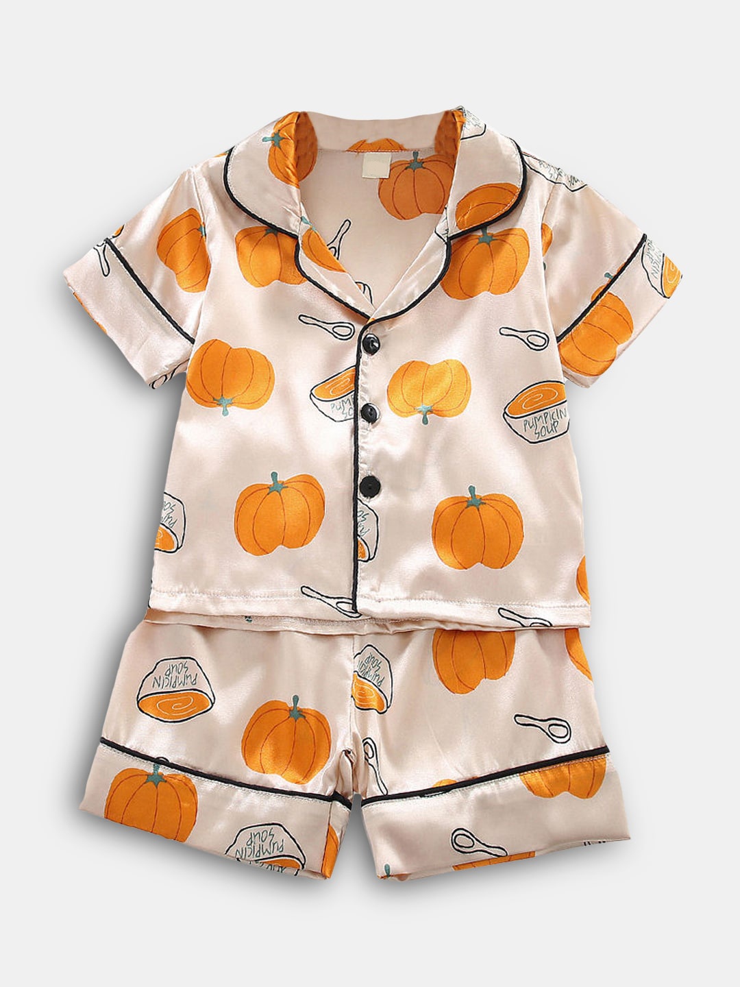 

Hopscotch Boys Beige & Orange Printed Night suit