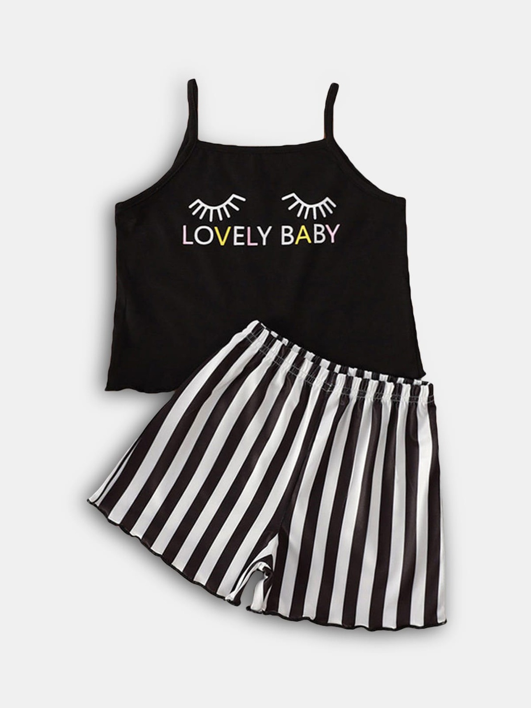 

Hopscotch Girls Black & White Printed Night suit