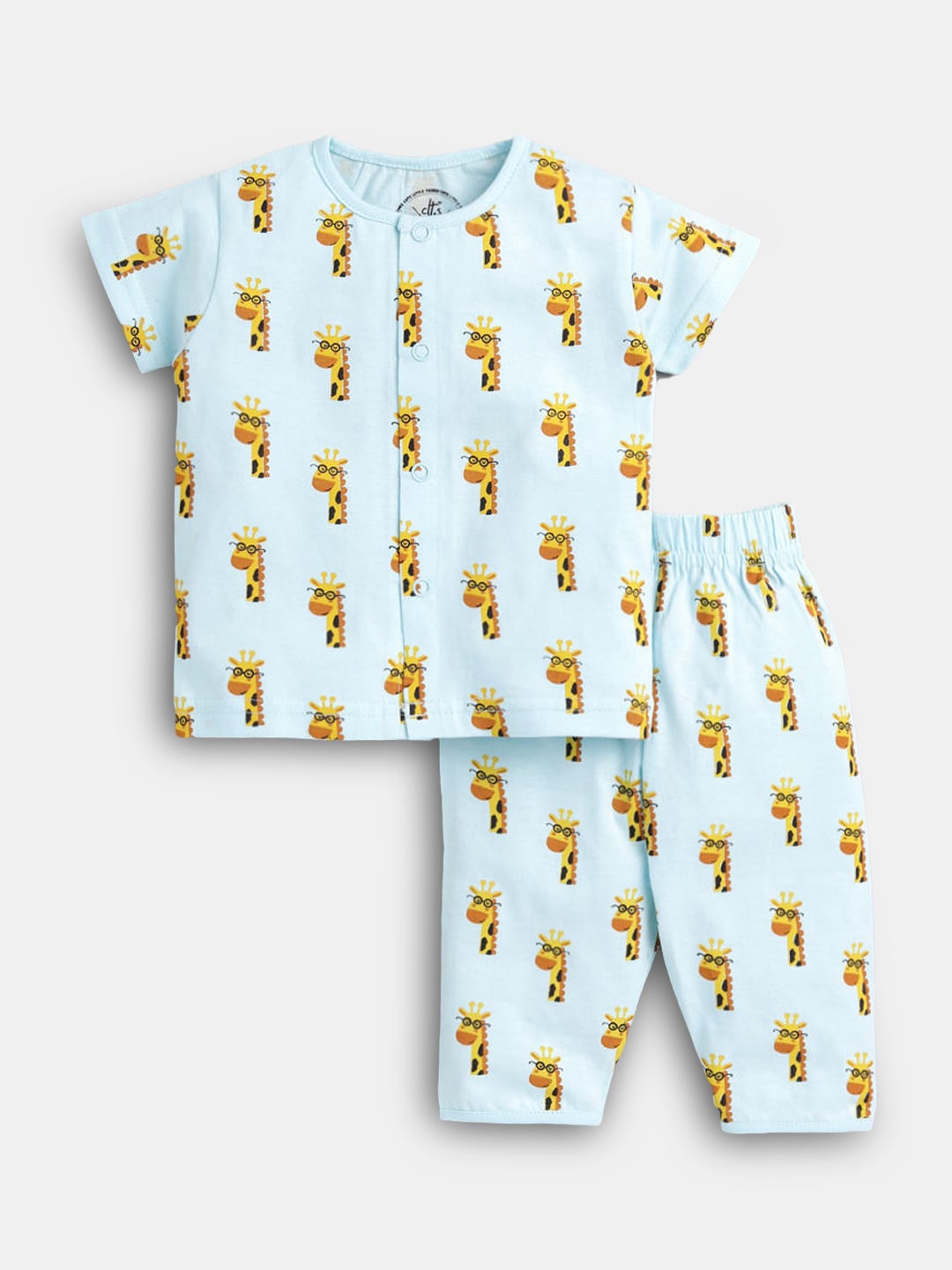 

Hopscotch Boys Blue & Yellow Printed Night suit