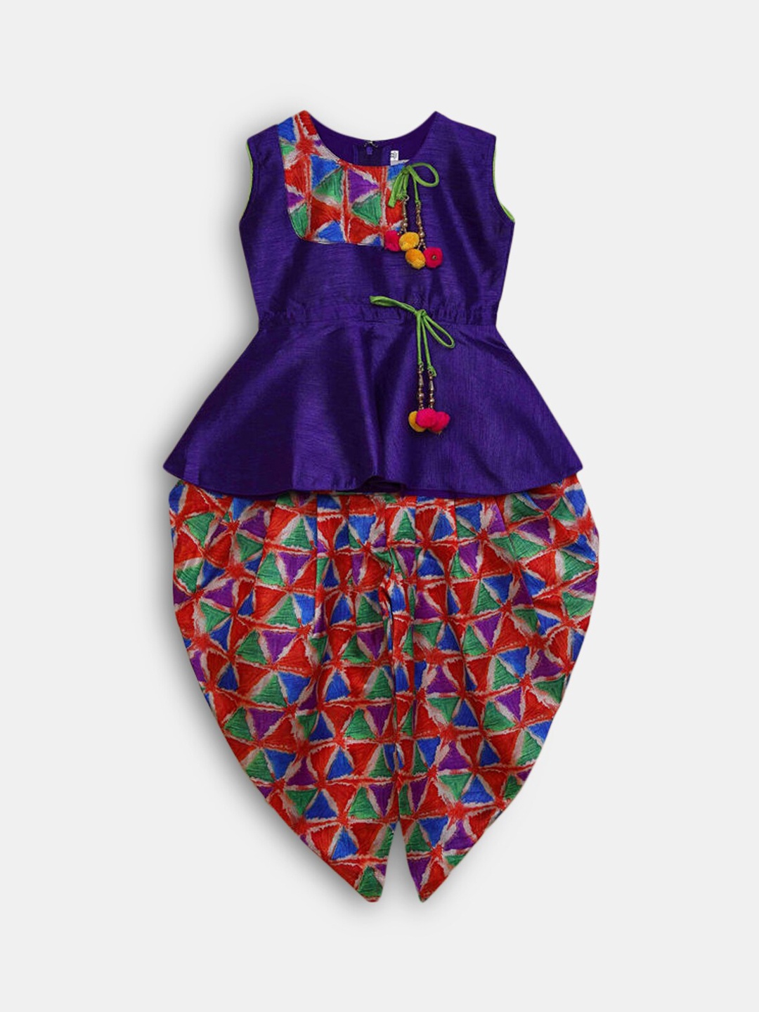 

Hopscotch Girls Purple Printed Top with Dhoti Pants