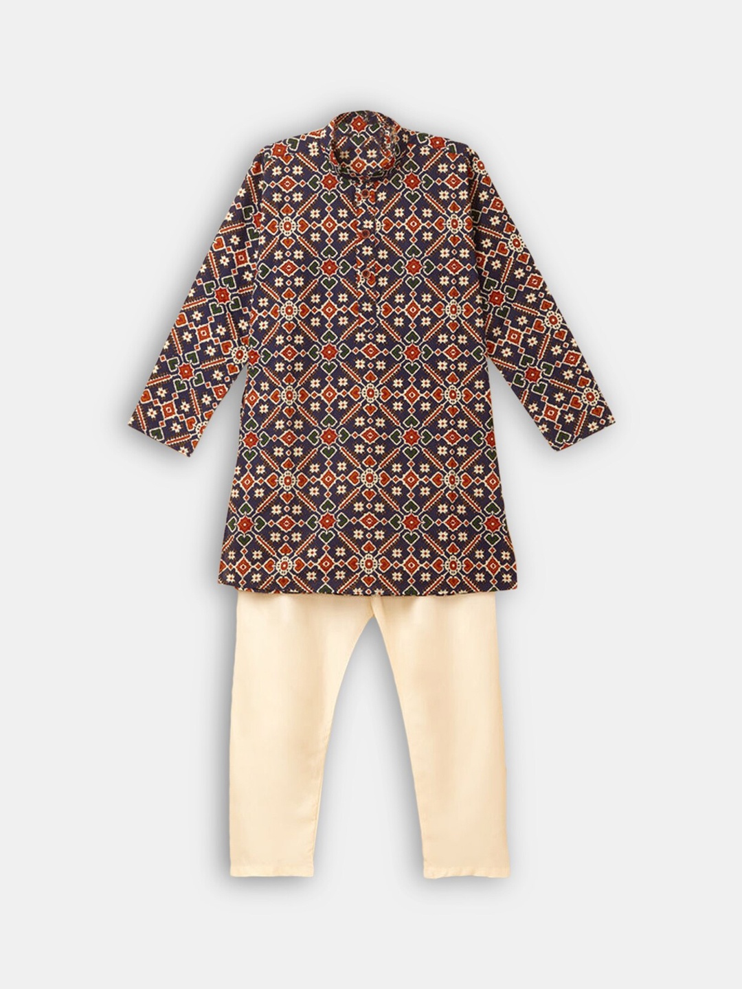 

Hopscotch Boys Navy Blue Pleated Kurti with Trousers & With Dupatta
