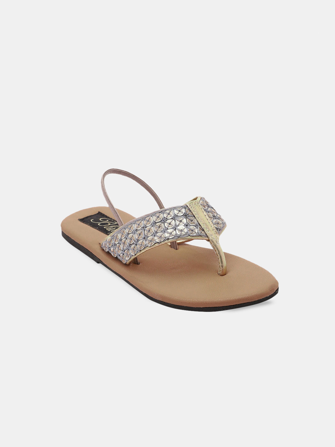 

Hopscotch Girls Grey Embellished Ethnic T-Strap Flats