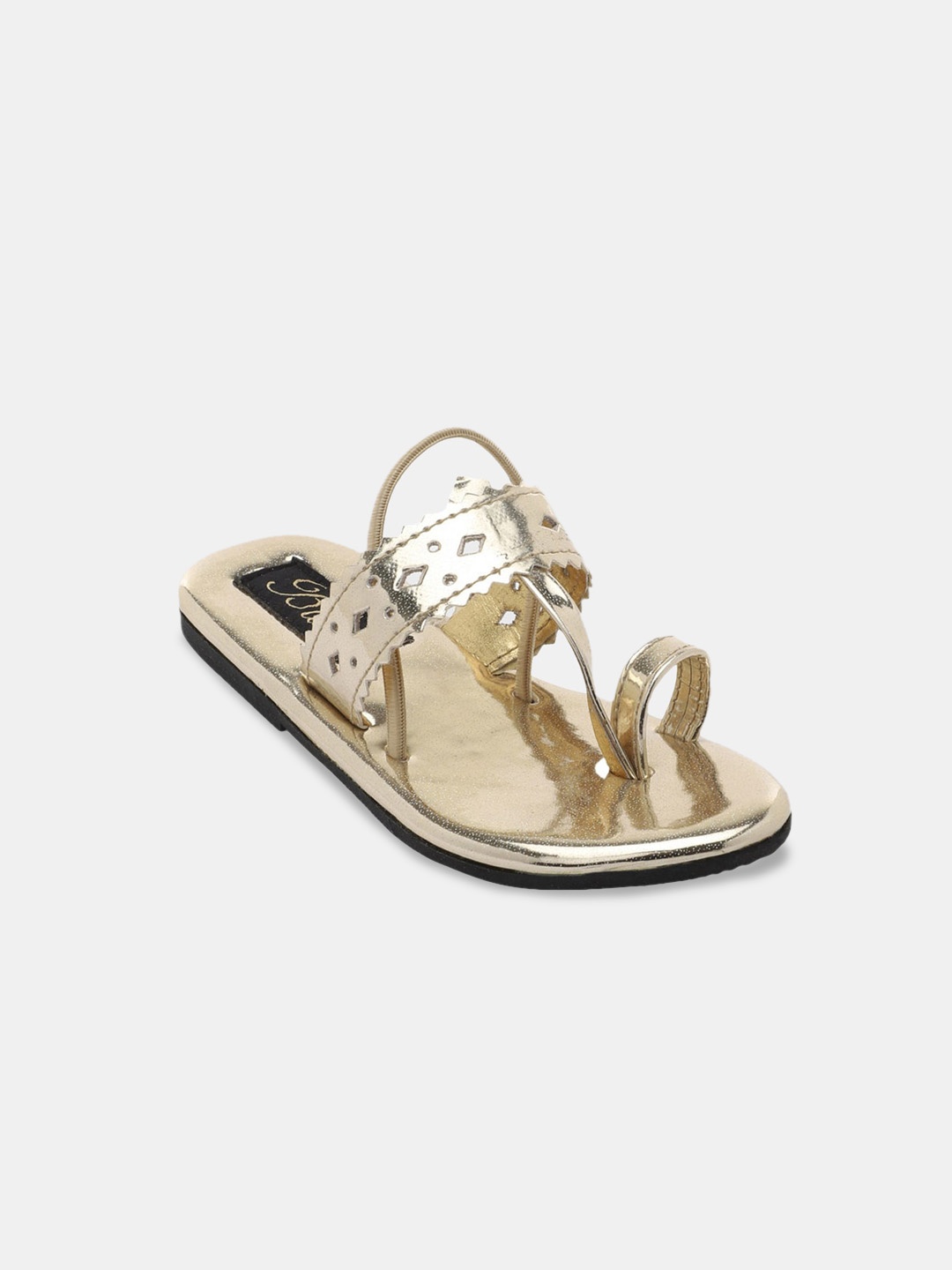 

Hopscotch Girls Silver-Toned Ethnic One Toe Flats with Laser Cuts
