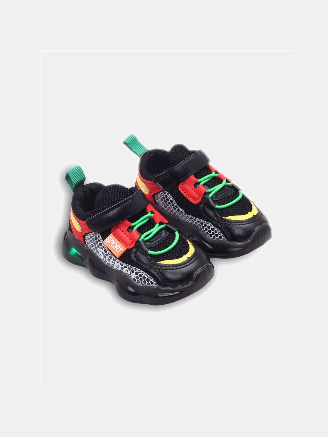 

Hopscotch Kids Black Printed Sneakers