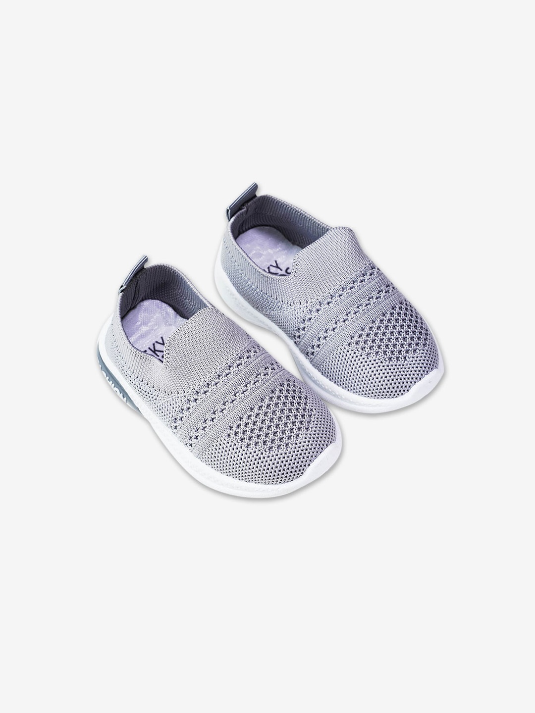 

Hopscotch Kids Grey Woven Design Slip-On Sneakers
