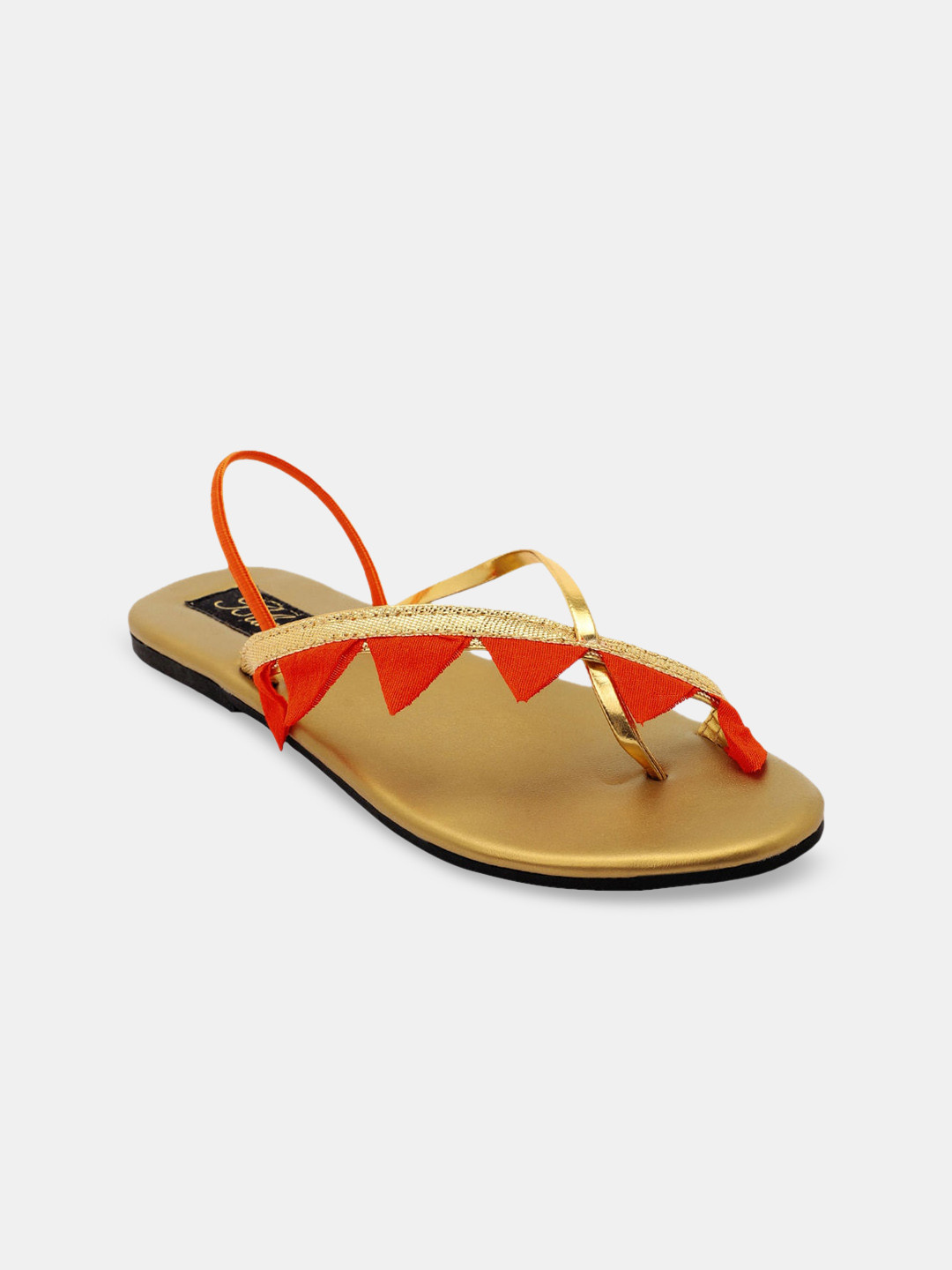

Hopscotch Girls Orange Embellished Triangles Ethnic Open Toe Sandal
