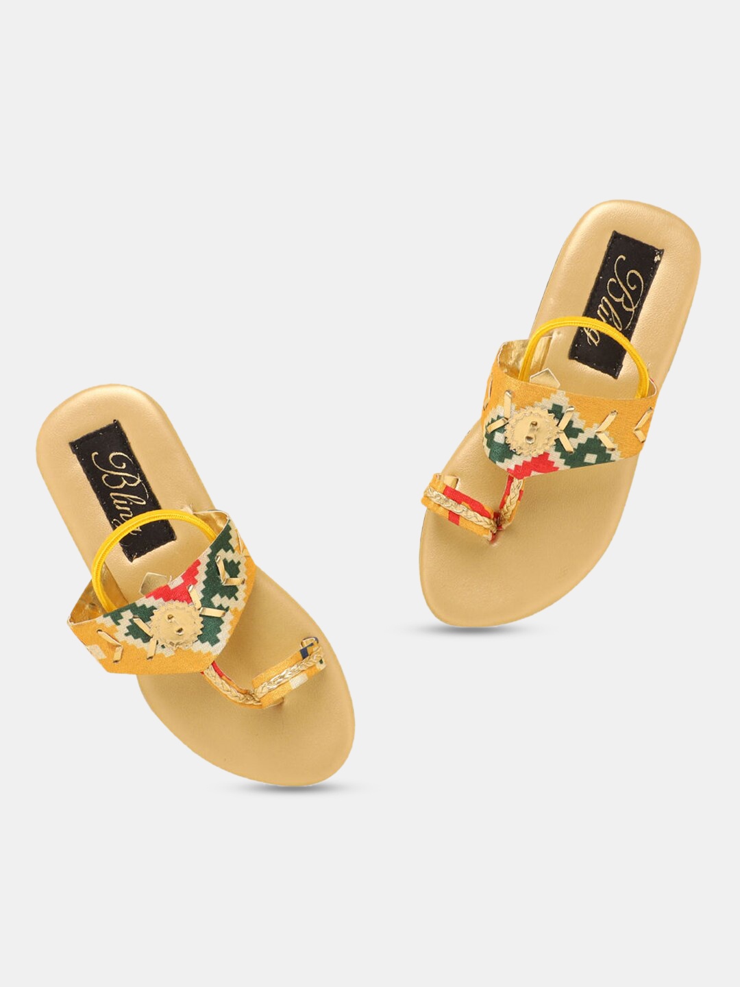 

Hopscotch Girls Yellow Ethnic One Toe Flats