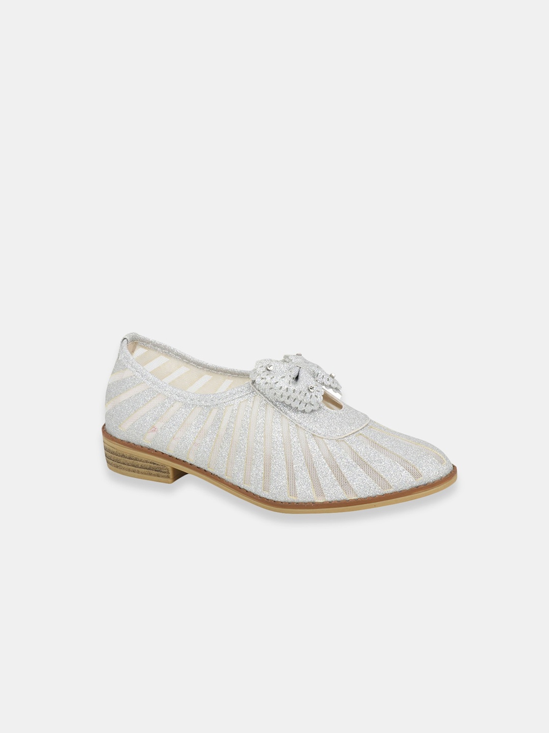 

Hopscotch Girls Silver-Toned Embellished Party Ballerinas with Bows Flats