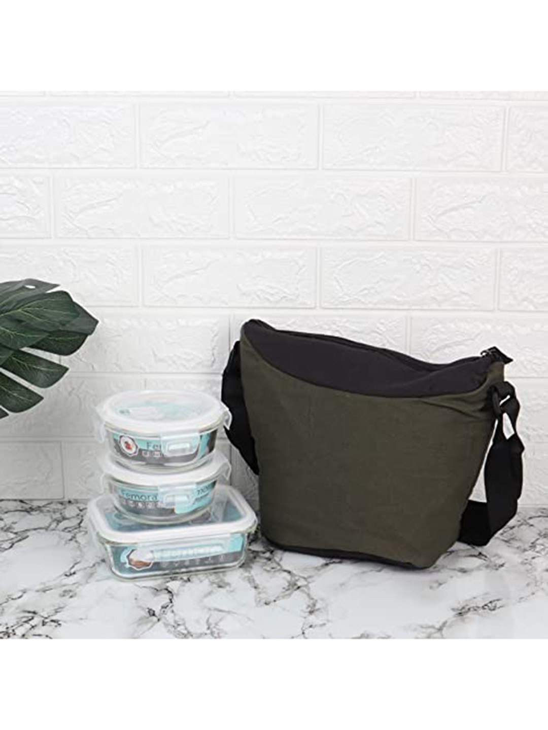

Femora Set Of 3 Transparent Solid Lunch Box With Bag