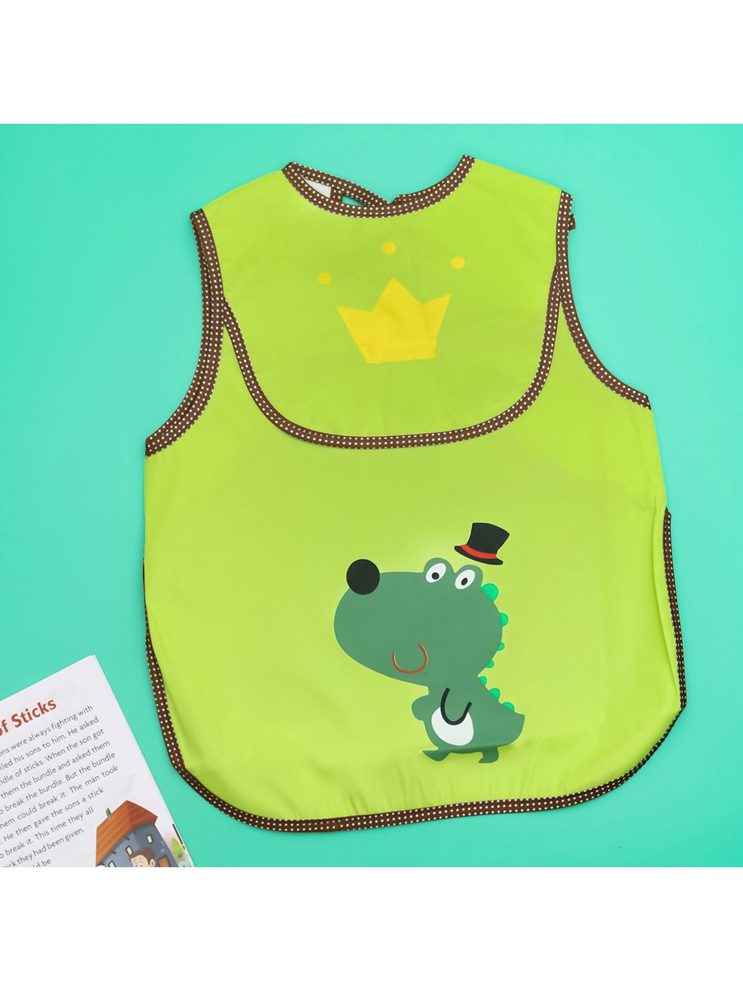

Yellow Bee Boys Green & Brown Printed Bibs