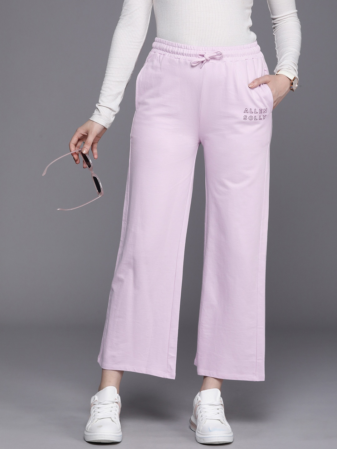 

Allen Solly Woman Pure Cotton Casual Trousers, Lavender