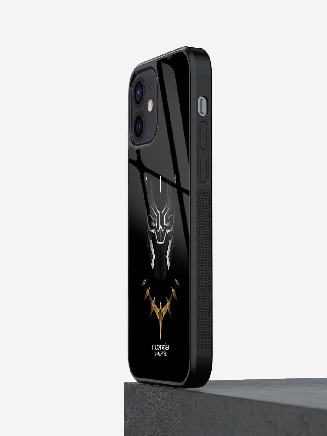 

macmerise Black Printed Minimalistic Black Panther Glass iPhone 12 Mini Back Case, Multi