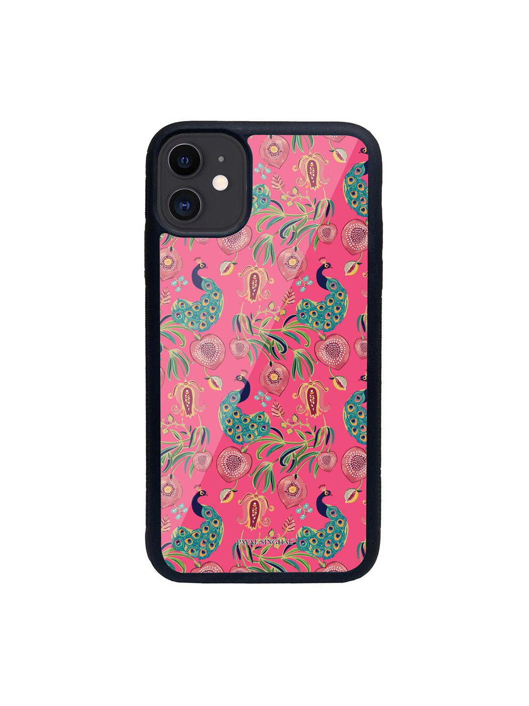 

macmerise Pink Payal Singhal Anaar and Mor Printed iPhone 11 Glass Back Case