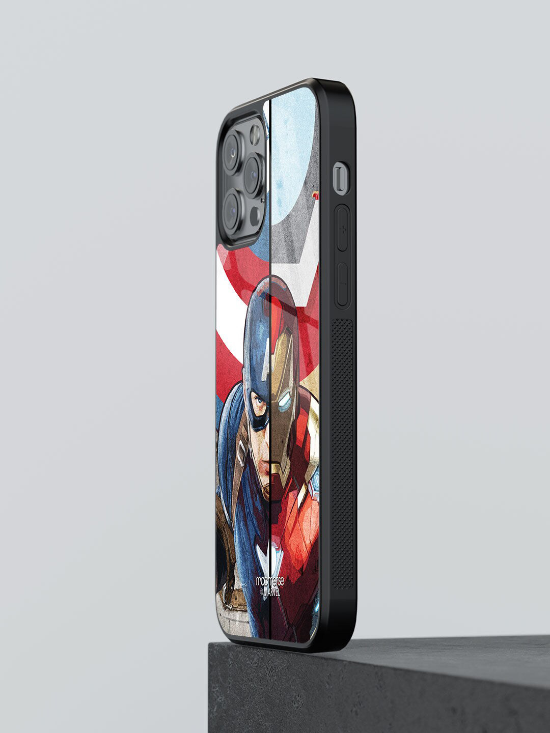 

Macmerise Red & Blue Man vs Machine Printed iPhone 13 Pro Glass Back Case