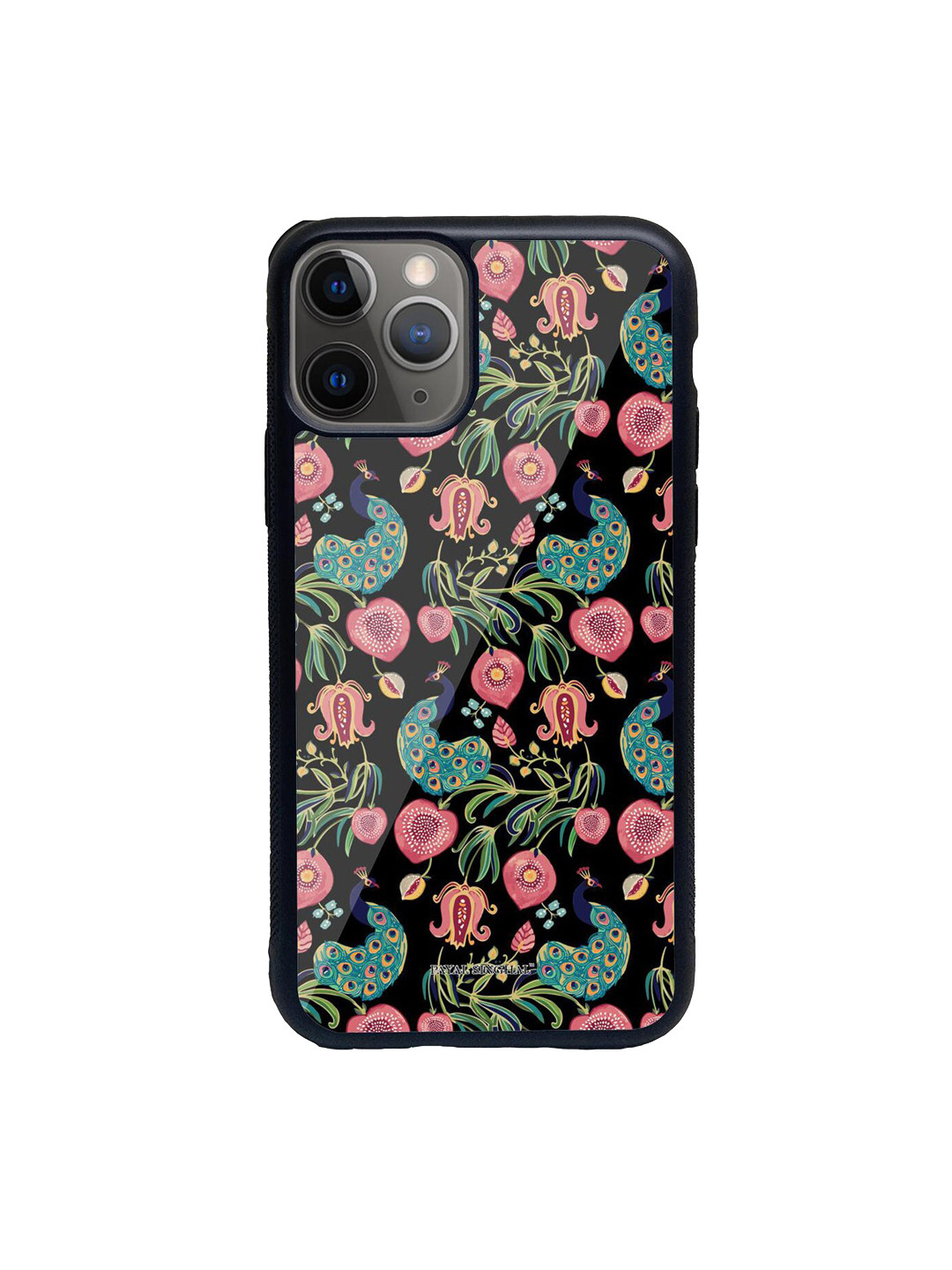 

Macmerise Black Printed Glass iPhone 11 Pro Back Case, Multi