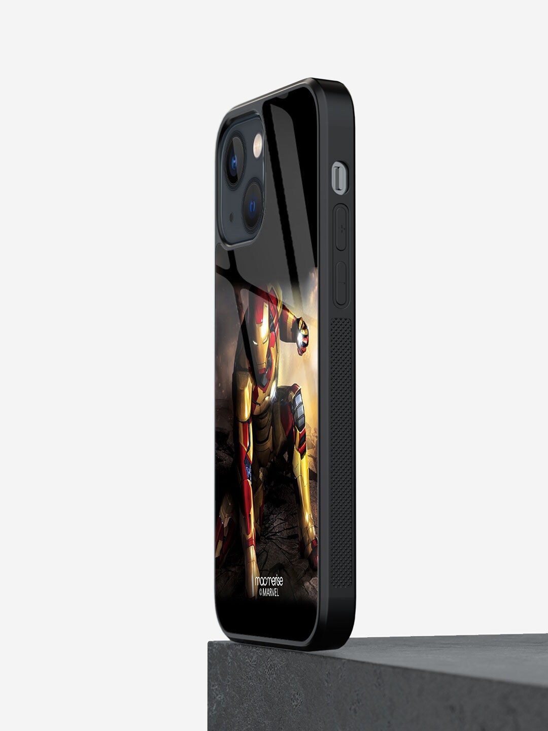 

macmerise Black Printed Mark 42 Glass iPhone 13 Back Case, Multi