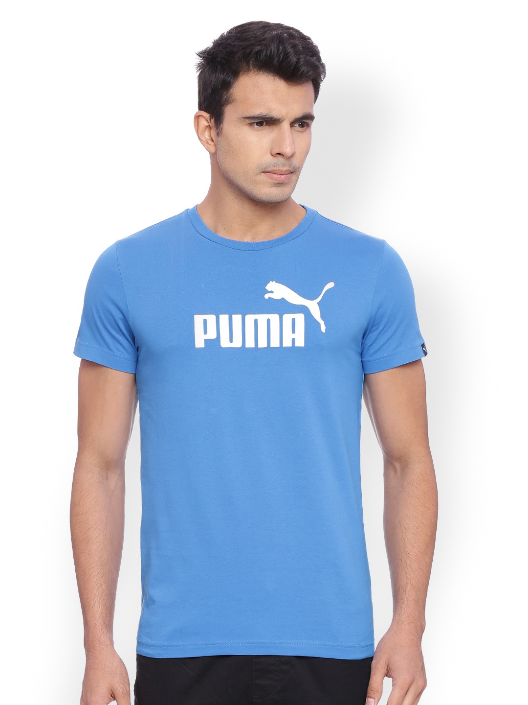 

Puma Men Blue Printed Slim Fit Round Neck T-shirt