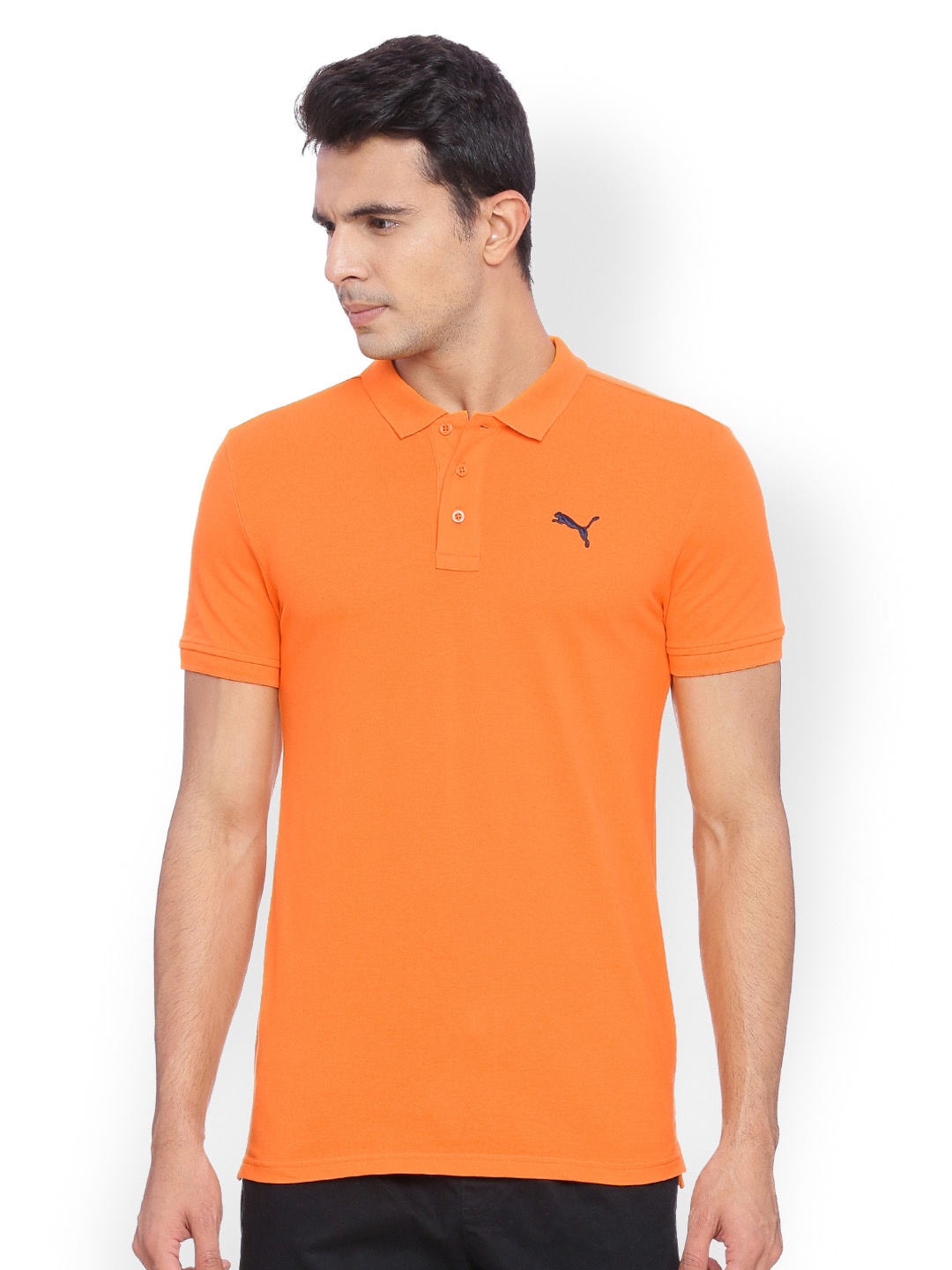 

Puma Men Orange Solid Polo Collar T-shirt