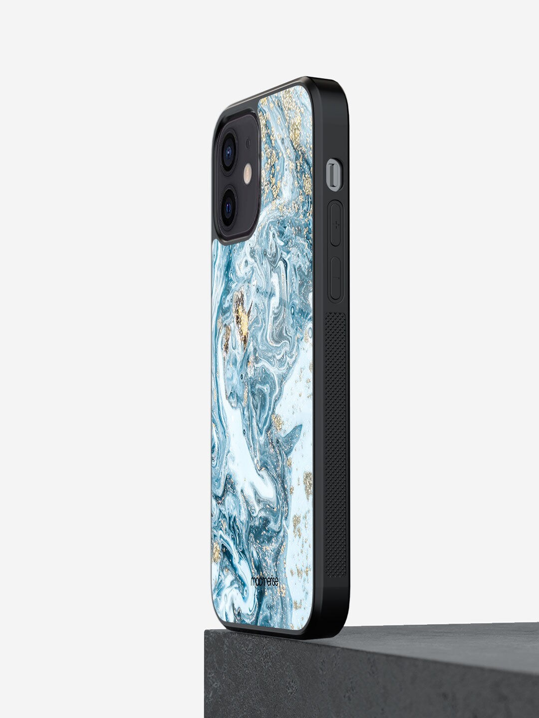 

macmerise Blue Printed Glass Iphone 12 Mini Mobile Cover