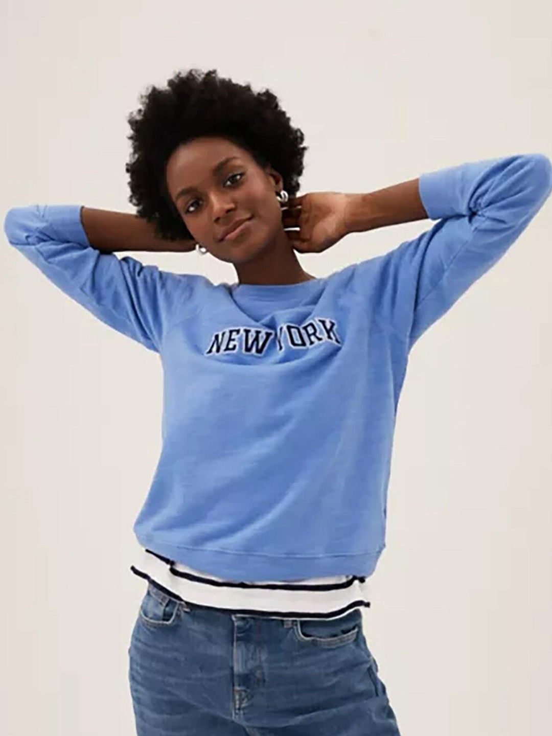 

Marks & Spencer Women Blue Sweatshirt